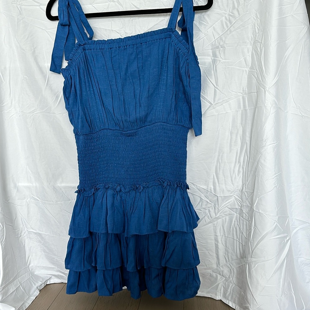 Gab and Kate fitted torso ruffle dress with tie top